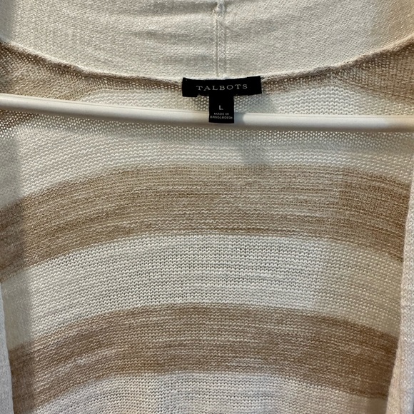 Talbots Beige and Cream Striped Open Cardigan - Picture 5 of 5